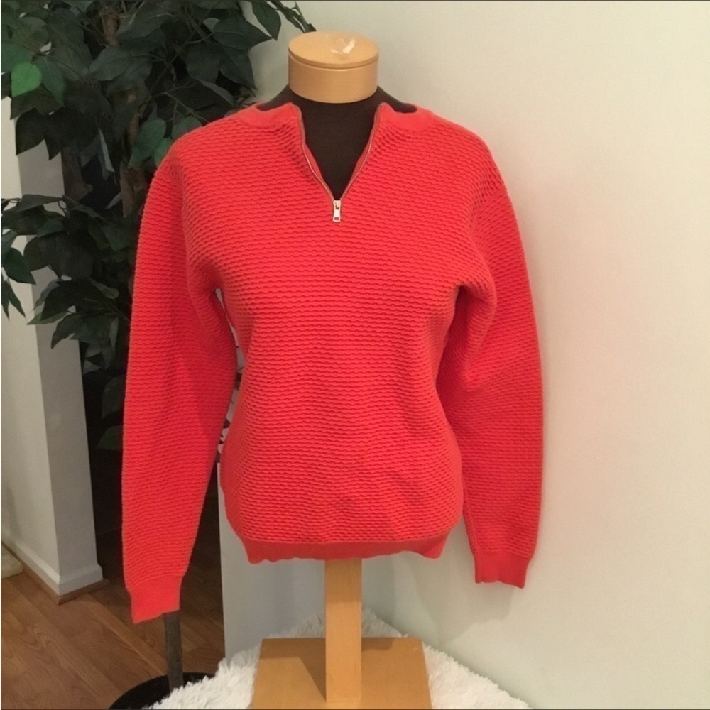 Padini 1/4 zip long sleeve top Womans large dark heavier weight reddish orange